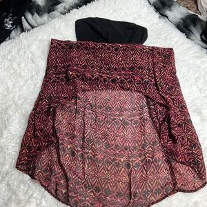 Strapless Dress - Black & Red - S